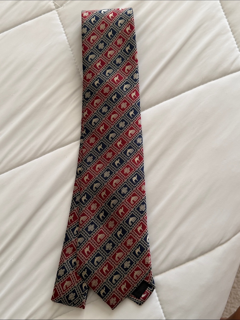 Classic Red & Navy Geometric Men's Tie
